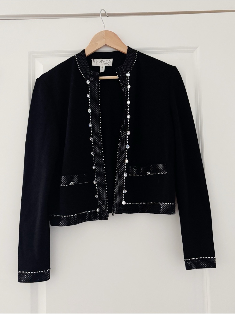 St John Collection Embellished Santana Knit Zip Front Cardigan Jacket 6 - Picture 2 of 8